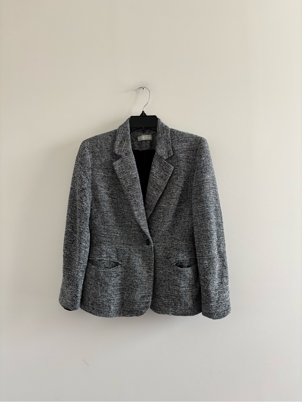 VTG Kate Hill Blazer Silk Tweed Black White Womens 4 Office Preppy Minimalist